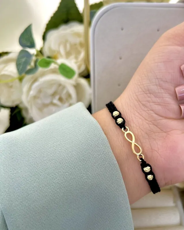 Pulsera Infinito Tejido Negro