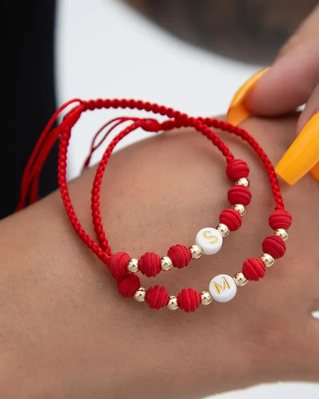Pulsera Inicial Cuentas Rojas