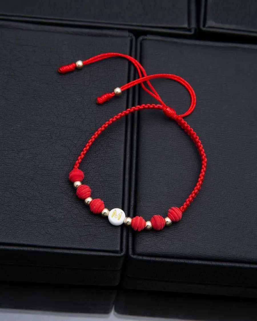 Pulsera Inicial Cuentas Rojas — foto 2