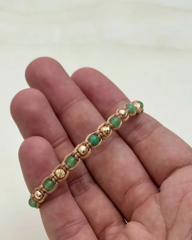 Pulsera Jade Tejido Beige