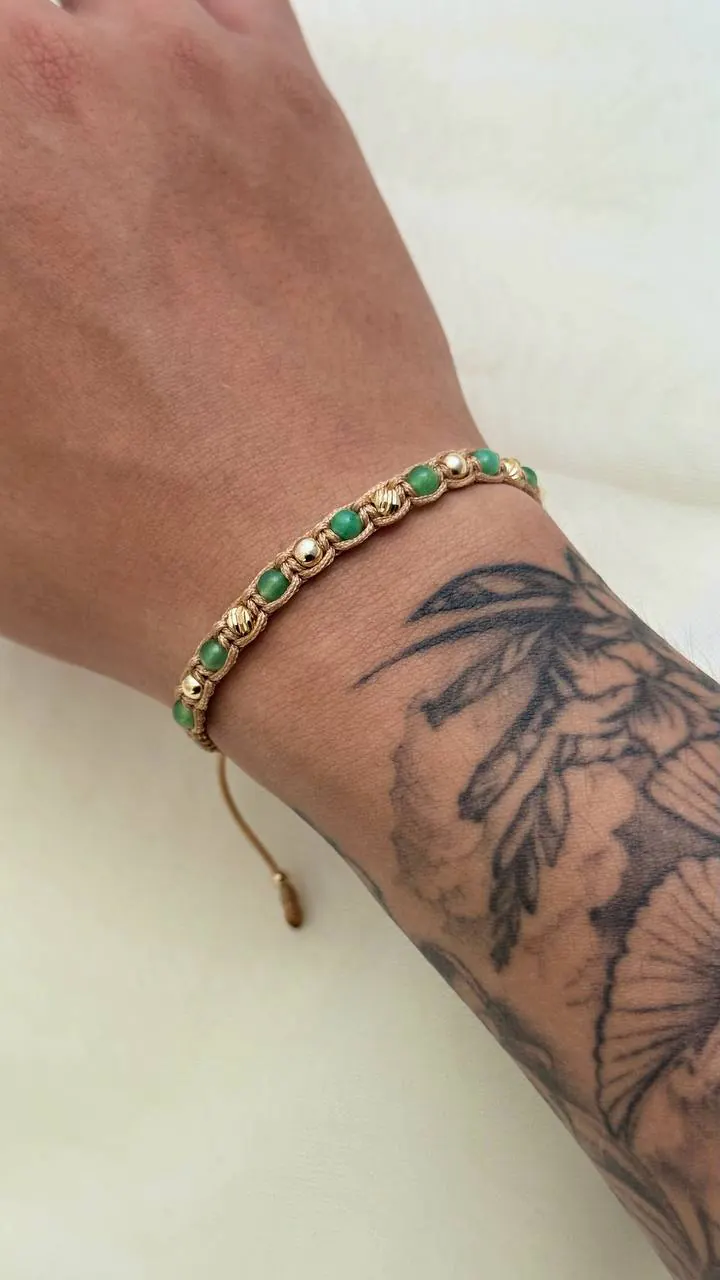 Pulsera Jade Tejido Beige — foto 2