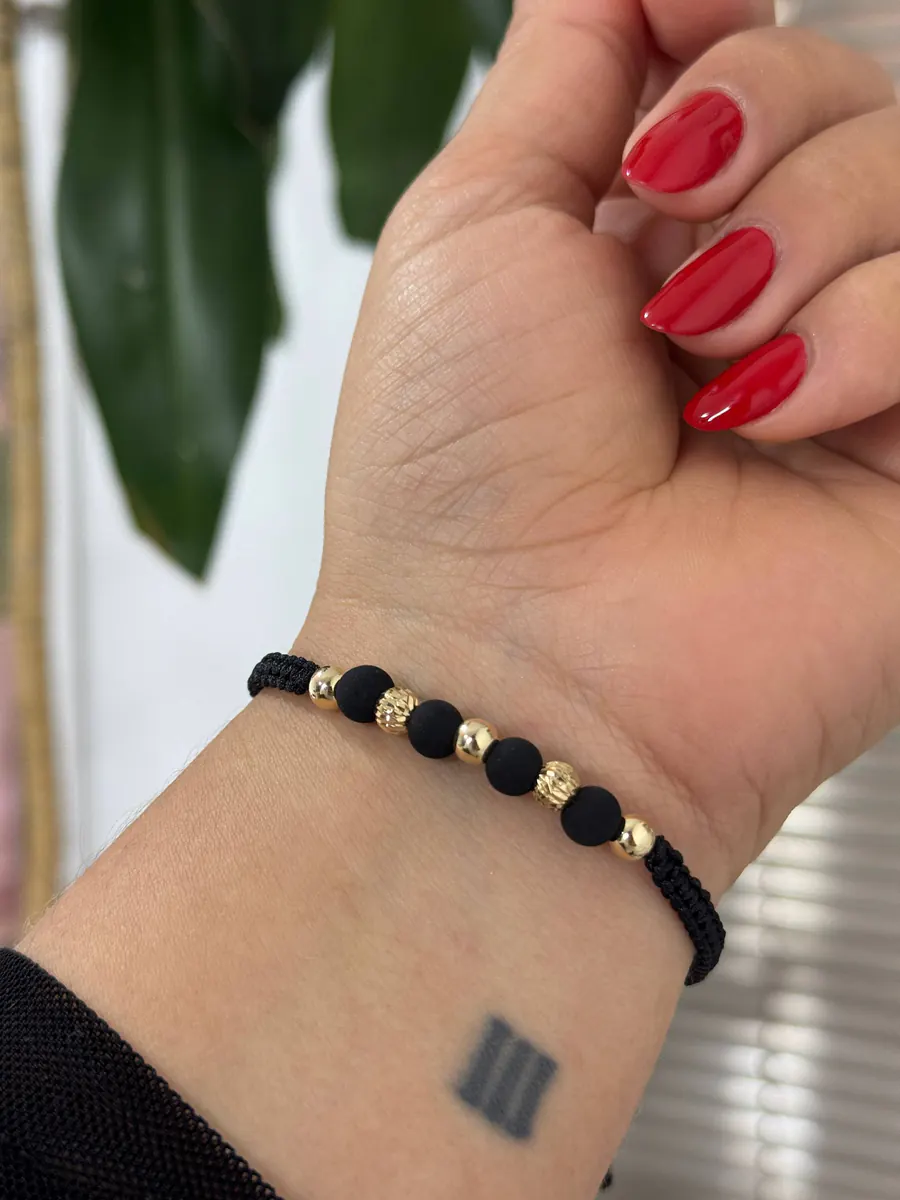 Pulsera Negra Balines Diamantados