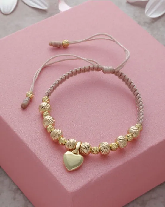 Pulsera Corazón Liso Rosa Palo