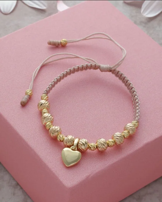 Pulsera Corazón Liso Rosa Palo