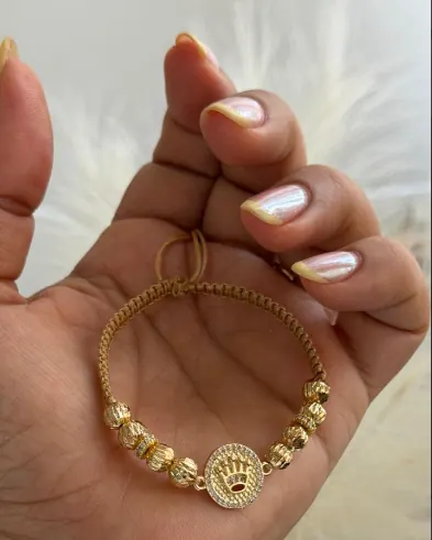 Pulsera Corona Circones Tejido Camel