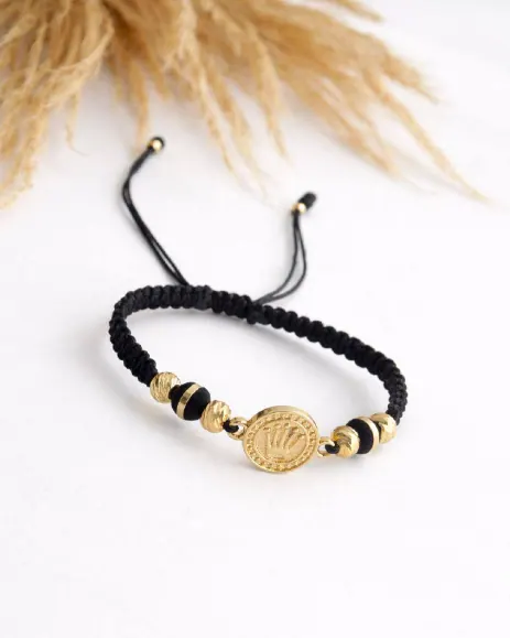Pulsera Corona Macramé Negro