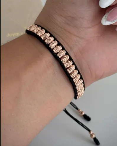 Pulsera Doble Hilera Oro Rosa