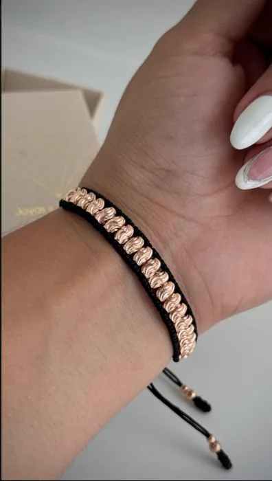 Pulsera Doble Hilera Oro Rosa