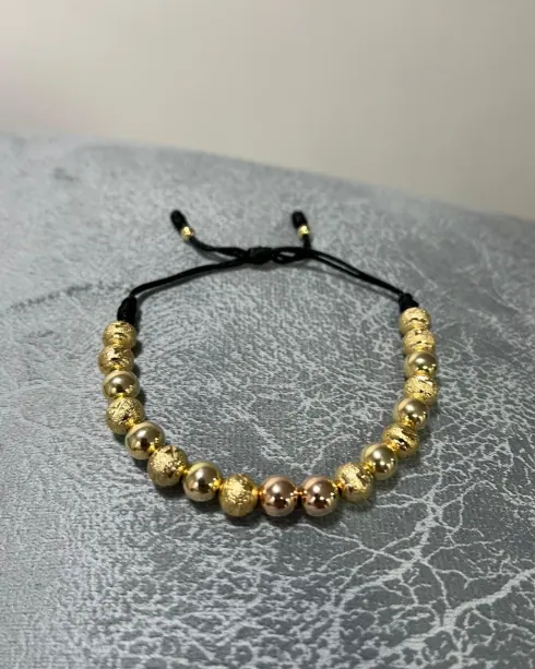 Pulsera Escarchada Centro Oro Rosa