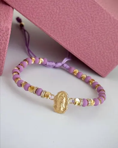 Pulsera Guadalupe Cuentas Lila