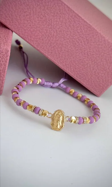 Pulsera Guadalupe Cuentas Lila