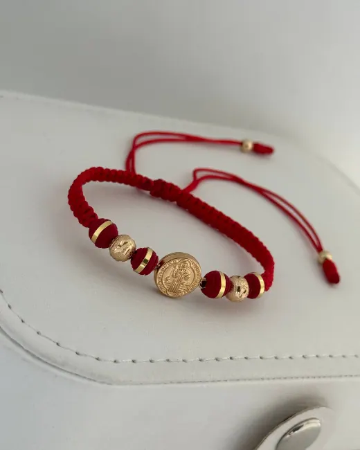 Pulsera San Benito Cuentas Rojas