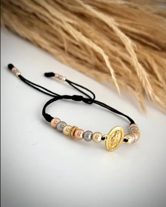 Pulsera Virgen Milagrosa Tres Oros