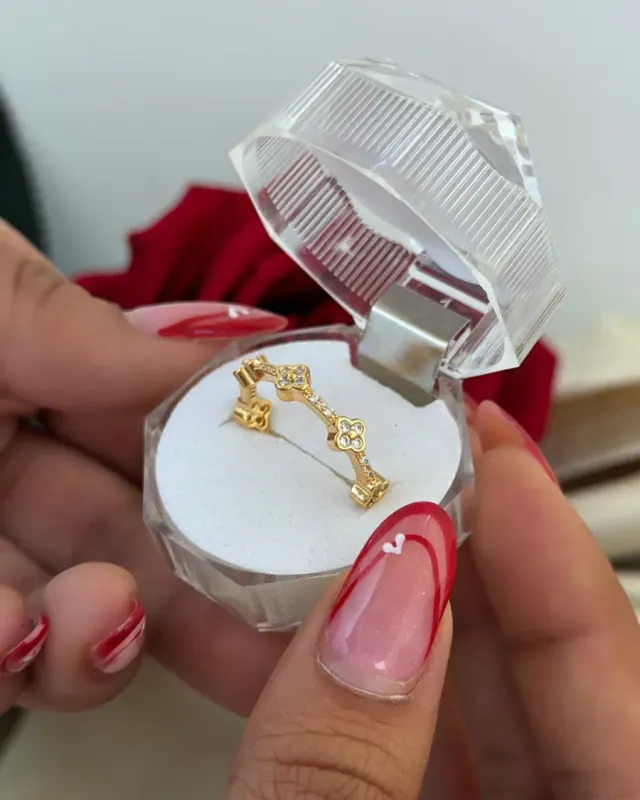 Anillo 5 Clover Circonia Ajustable