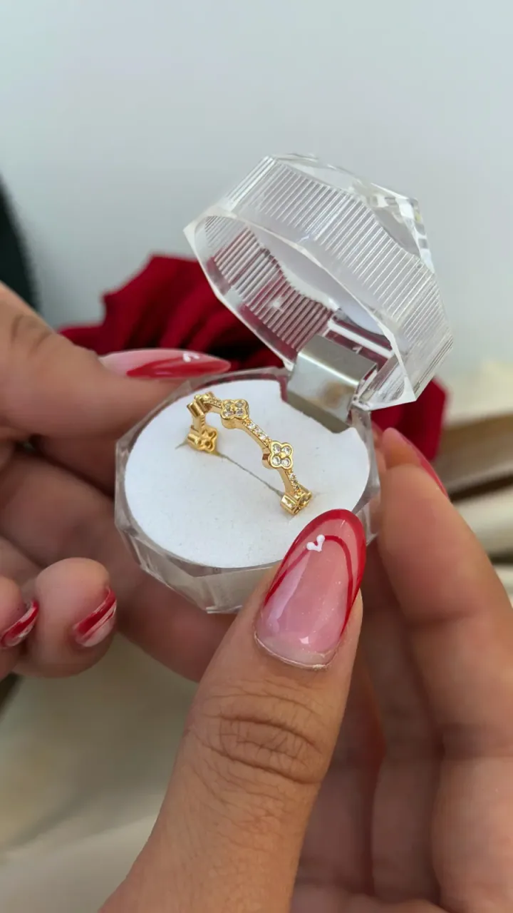 Anillo 5 Clover Circonia Ajustable