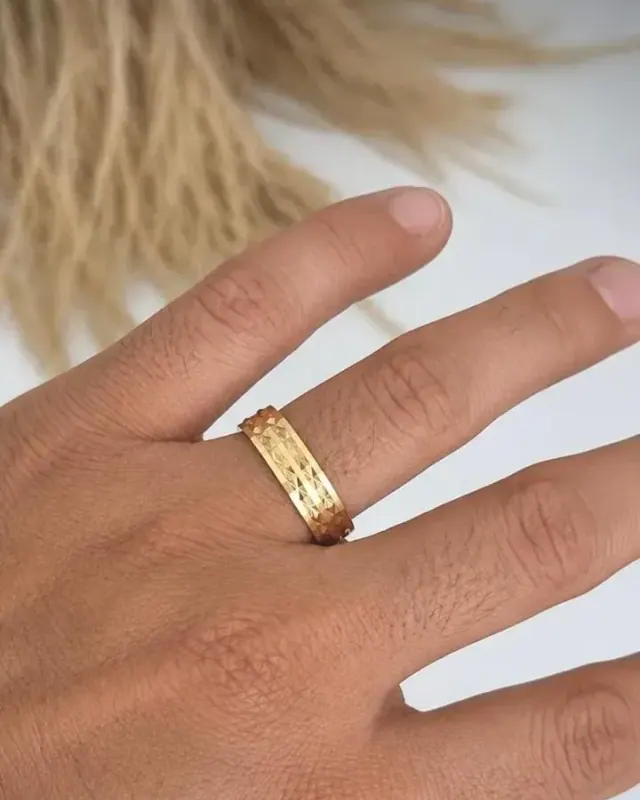 Anillo Argolla Tiras Diamante