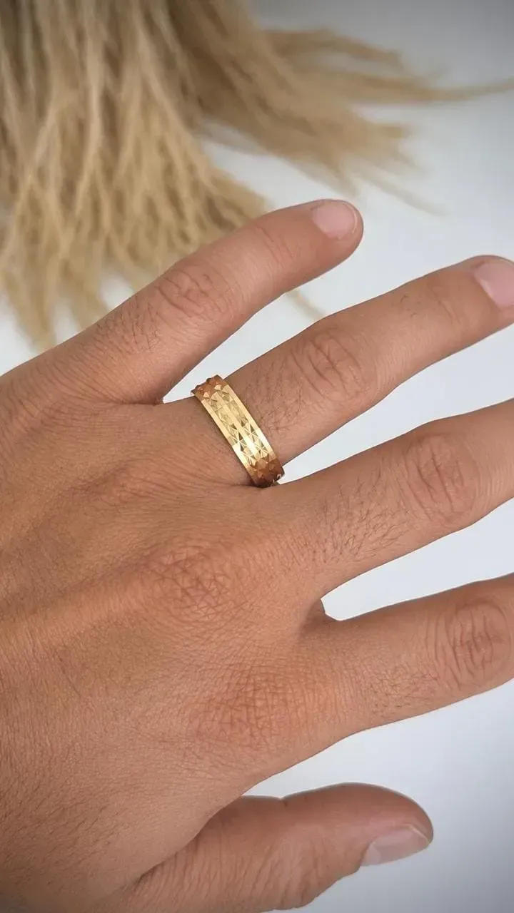 Anillo Argolla Tiras Diamante