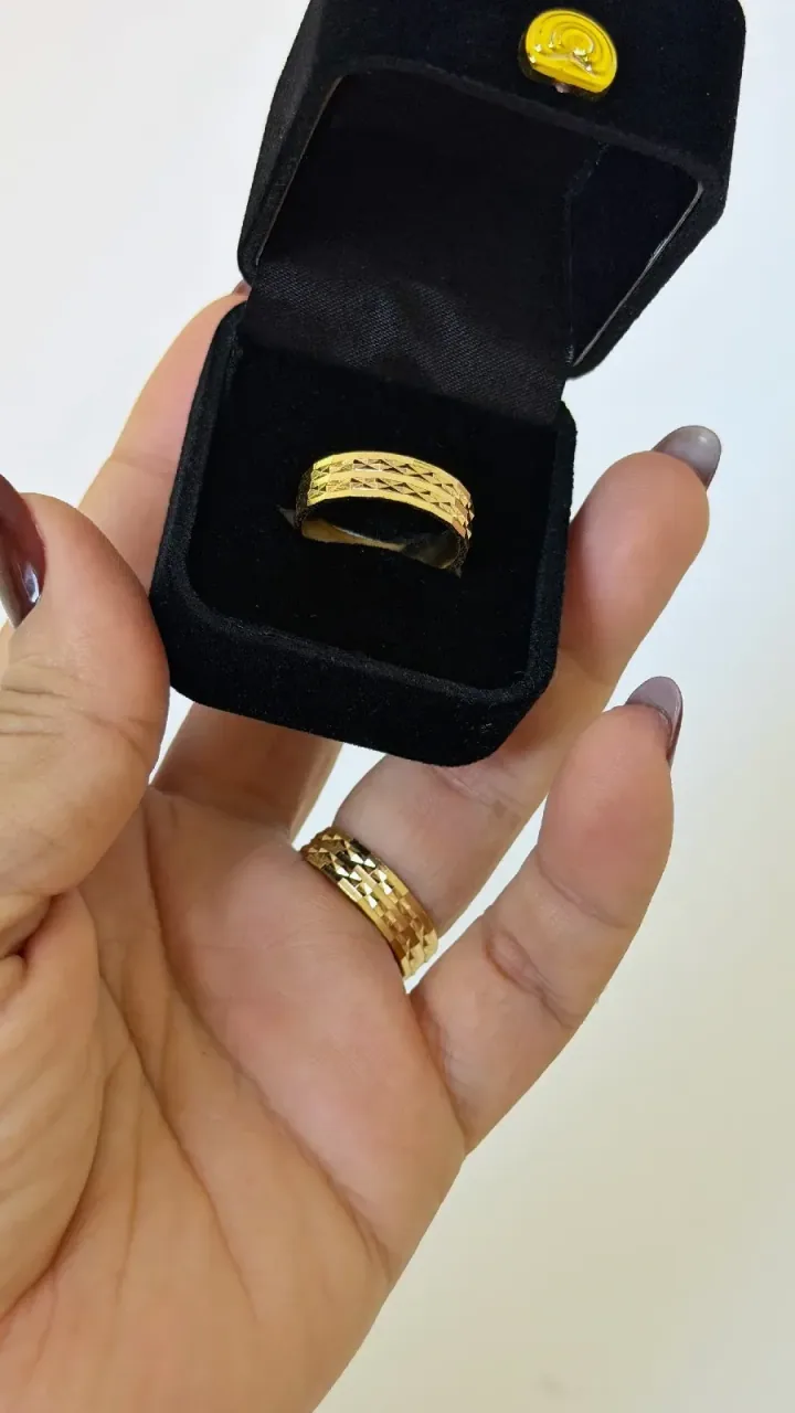 Anillo Argolla Tiras Diamante — foto 3