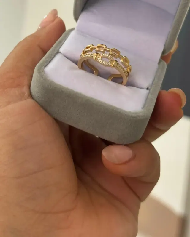 Anillo Cinturón Microcircones y Lena Eslabones Ajustable