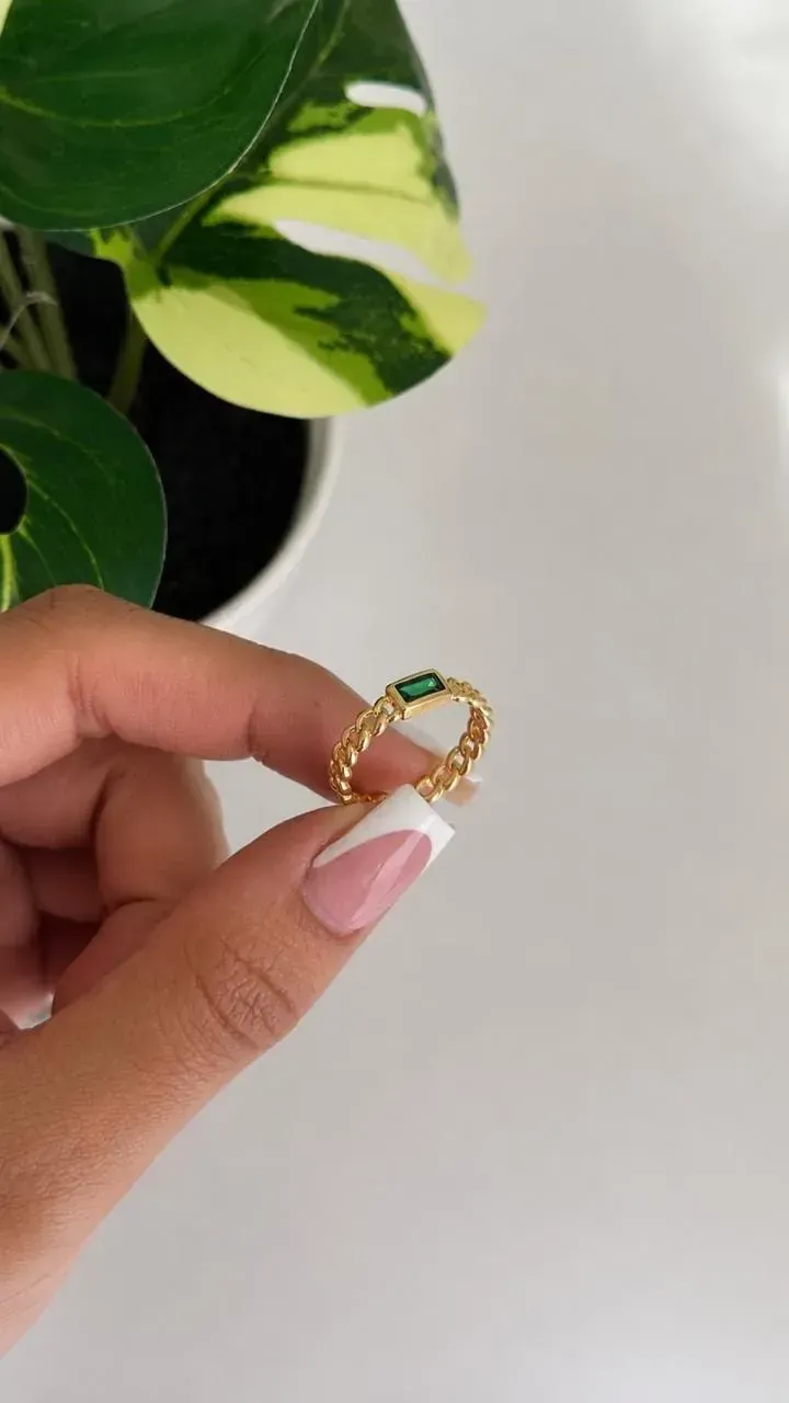 Anillo Cubano Circón Verde Ajustable — foto 2