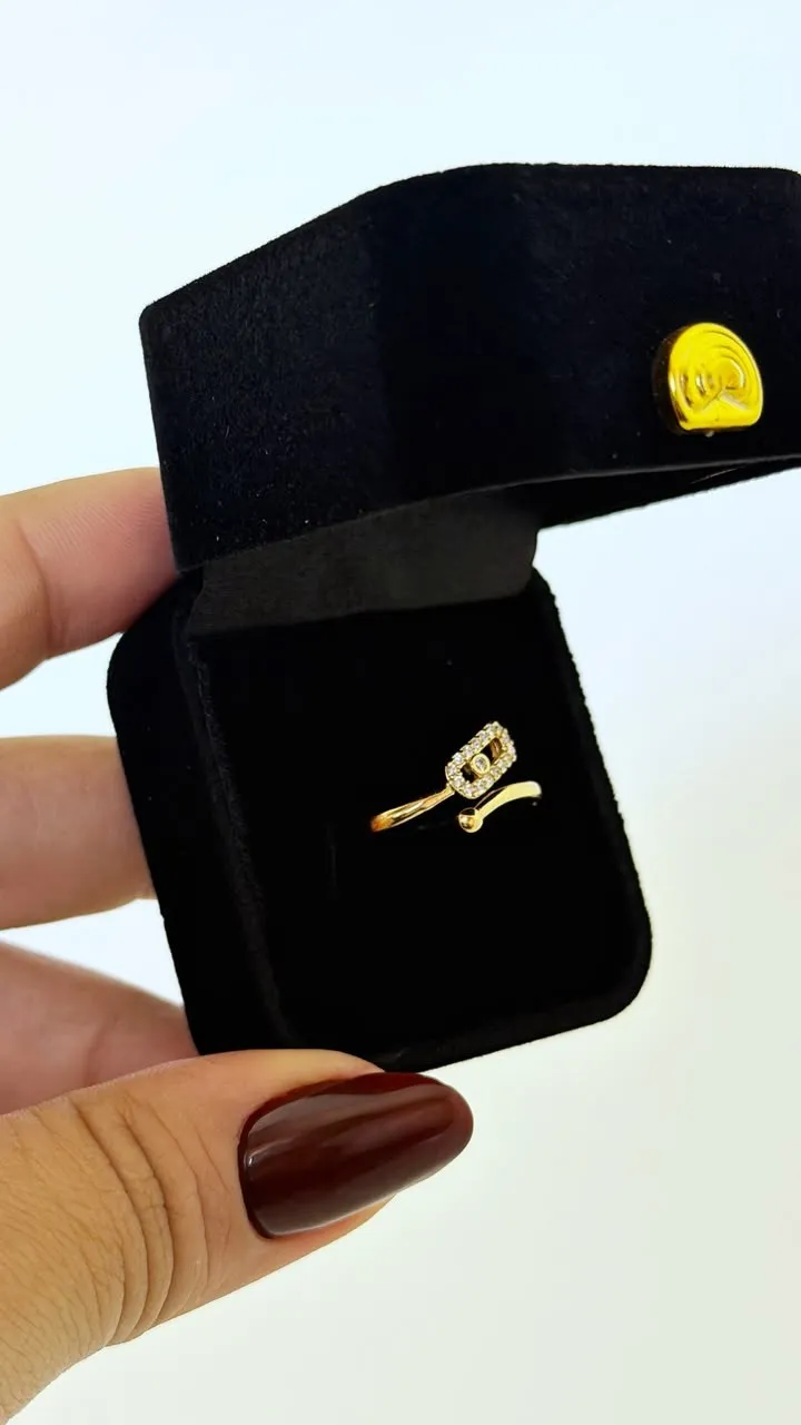 Anillo MSK Circonias con Punta Balín Ajustable