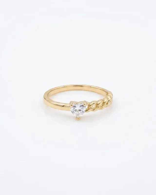 Anillo Solitario Corazón Cubano