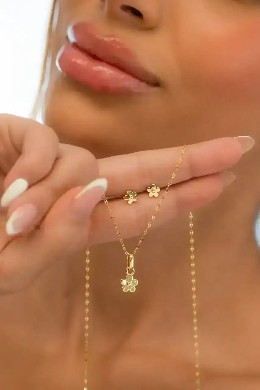 Conjunto Golden Flower Topos y Dije