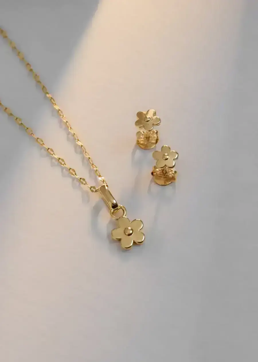 Conjunto Golden Flower Topos y Dije — foto 2