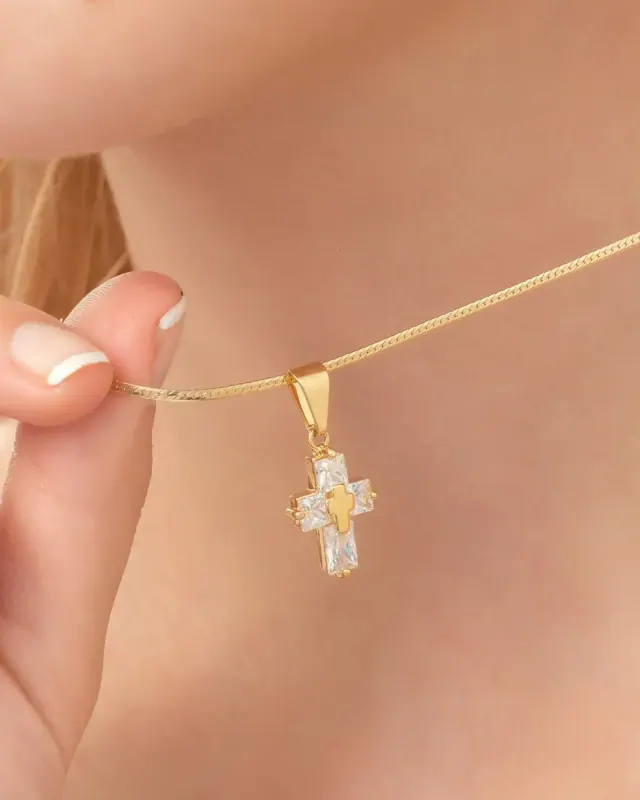 Dije Cristal Mini Cruz