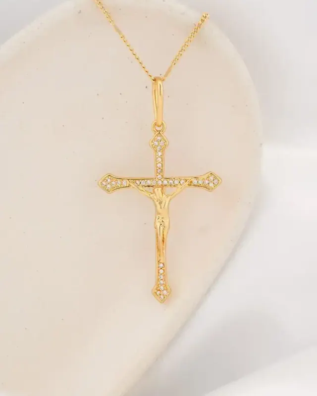 Dije Cruz Cristo Circonias 4 cm