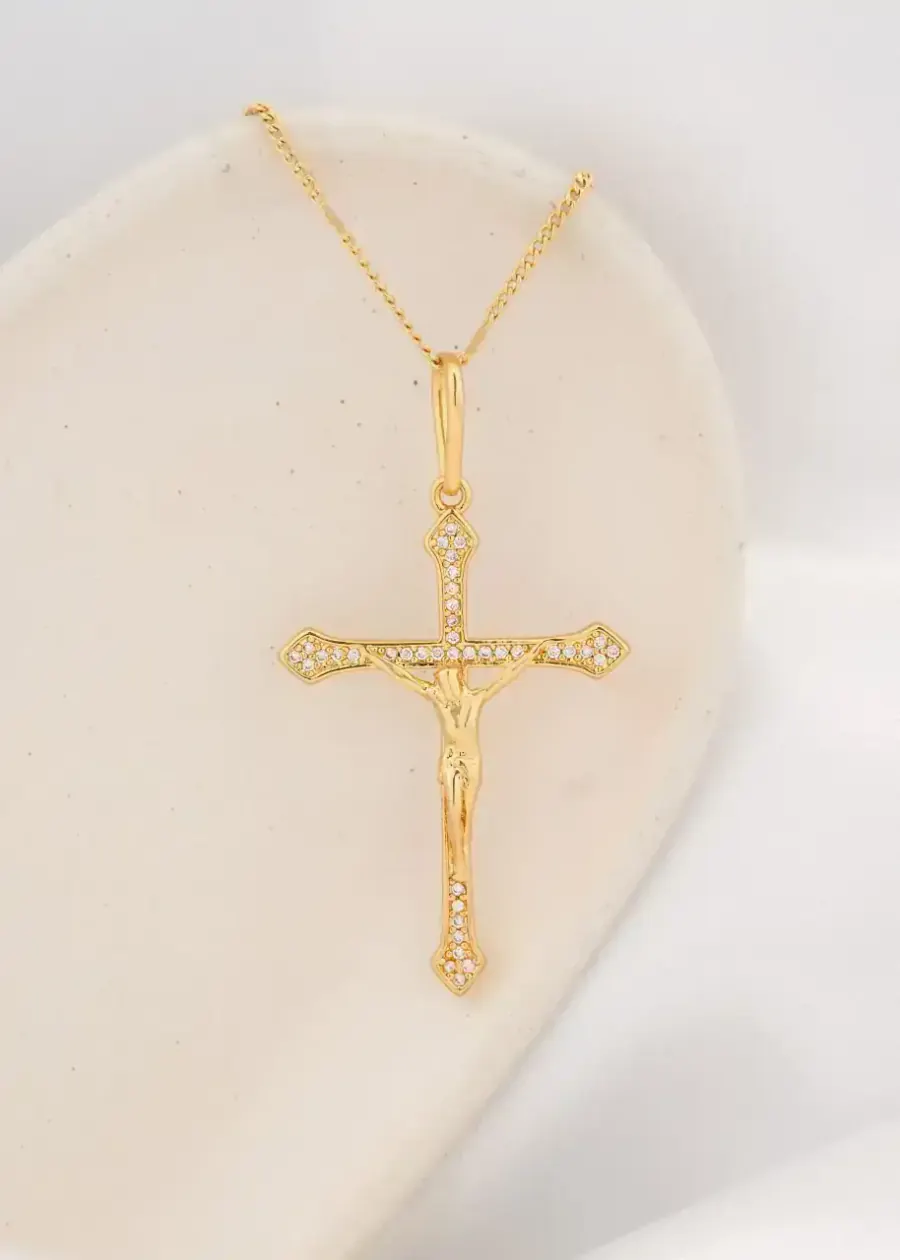 Dije Cruz Cristo Circonias 4 cm