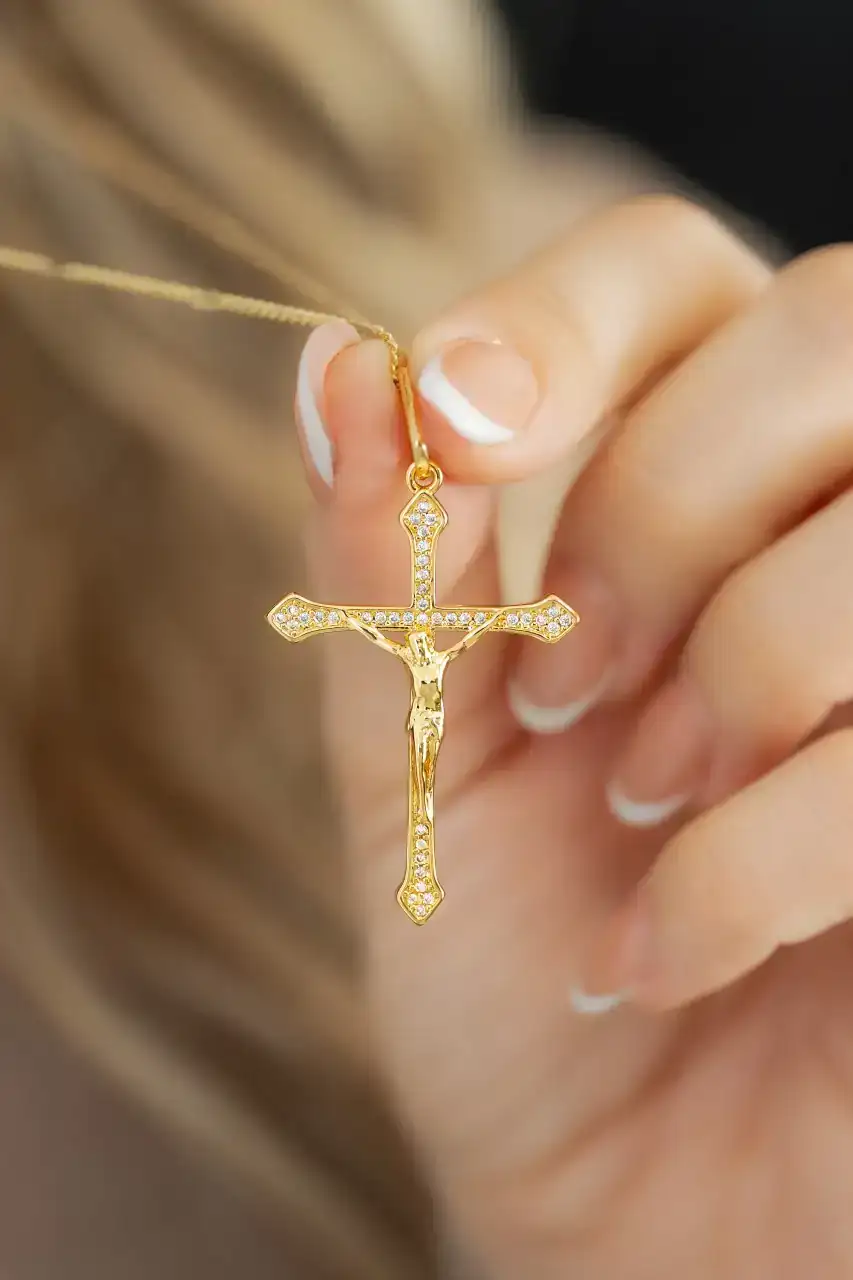 Dije Cruz Cristo Circonias 4 cm — foto 2