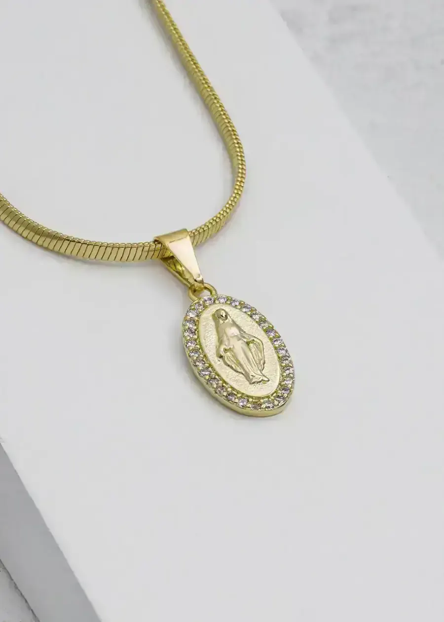 Dije Milagrosa con Circonias Cristal
