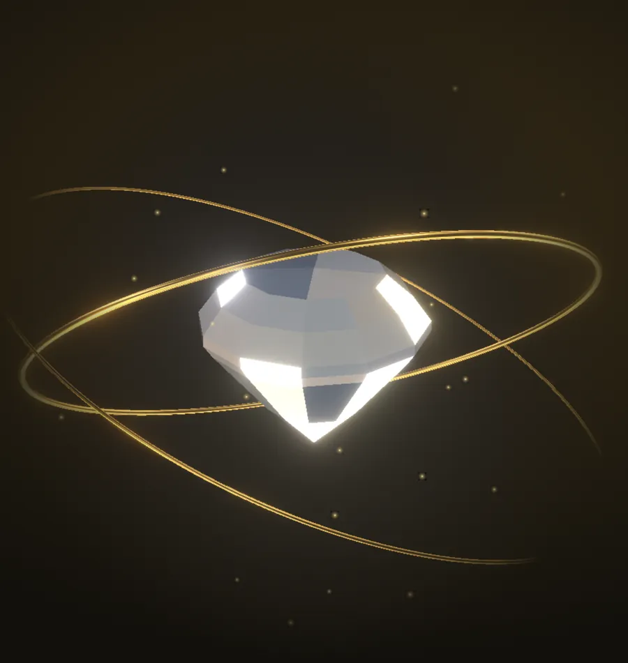Diamante girando entre aros de oro